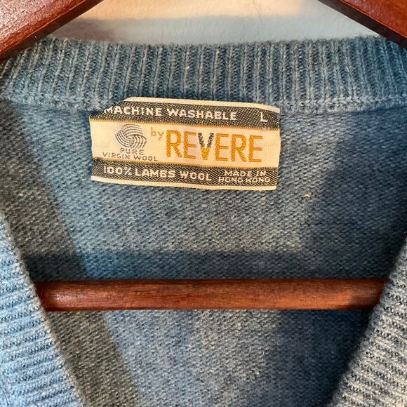 Vintage Deadstock 100% Lambs Wool Vest by Revere. Turquoise. Large. Magnificent! - Picture 6 of 13